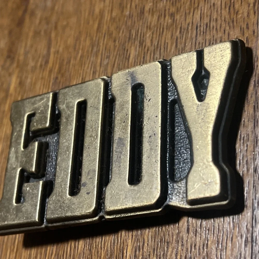 Vintage M.B.C.I. Solid Brass Name Belt Buckle – USA Cast Brass –EDDY – 1970s B12